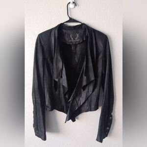 Bod & Christensen draped Blake leather jacket snap sleeve Avant garde edgy 6 / s